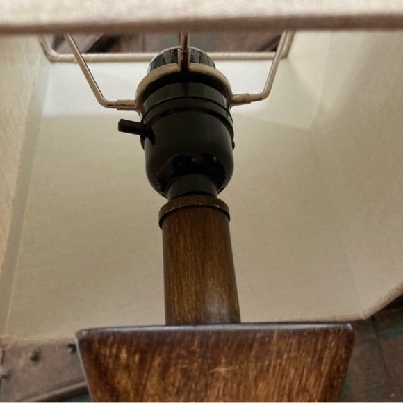 Rustic Bohemian Lamp Geometric Base with Linen Shade NWT Bedside Lamp - Picture 6 of 15